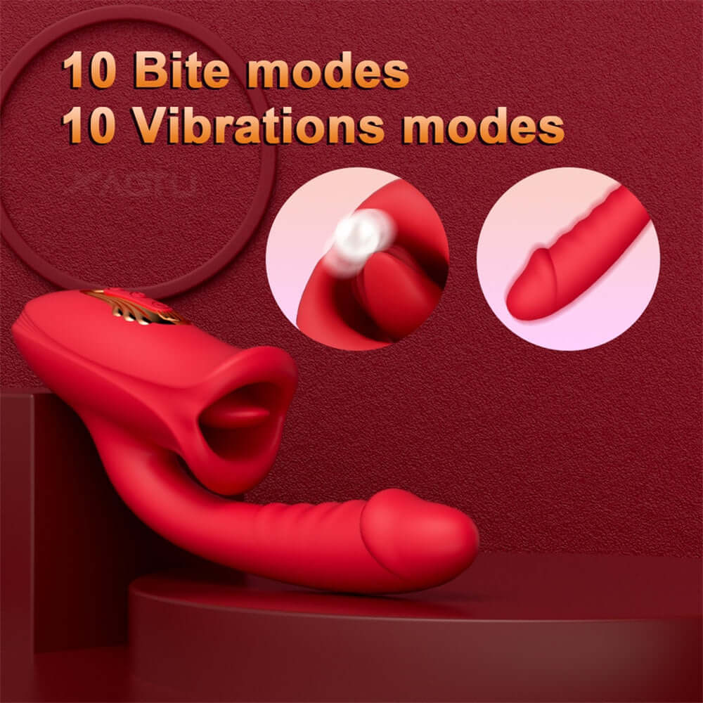 3 In 1 Rose Muncher Mouth Shaped Lip Biting G-Spot Clitoral Vibrator