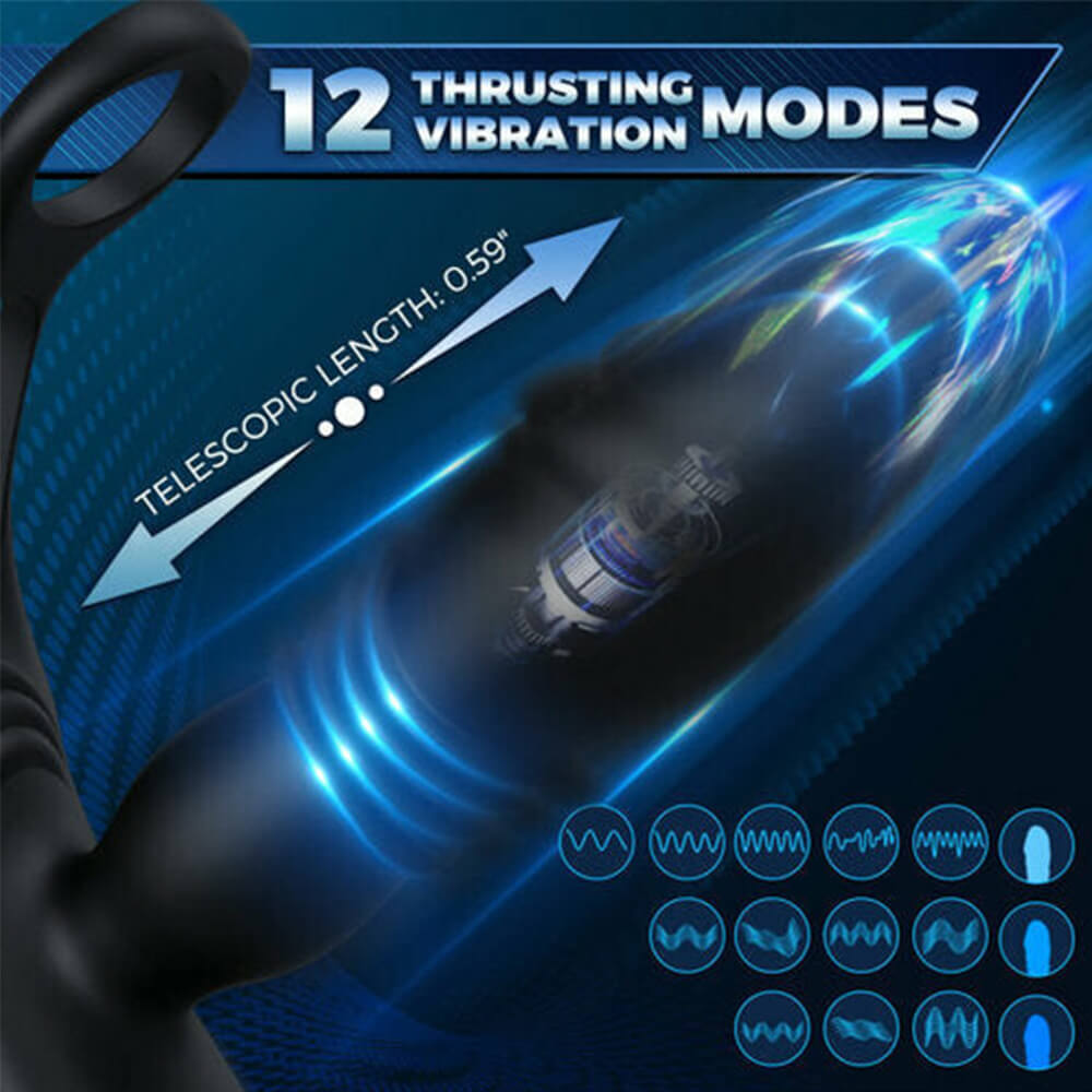 3 Thrusting 12 Vibrating Cock Rings Prostate Massager