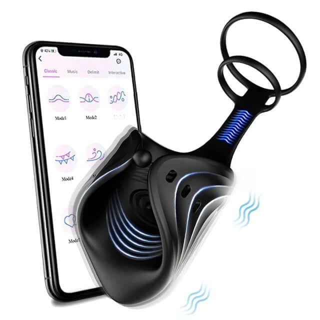 App Wireless Control Cock Ring Adjustable Vibrator Male Penis Trainer