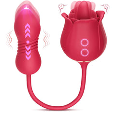 4 In 1 Adult Sex Toy 9 Tongue Licking Vibrating Thrusting Rose Toy Dildo Vibrator