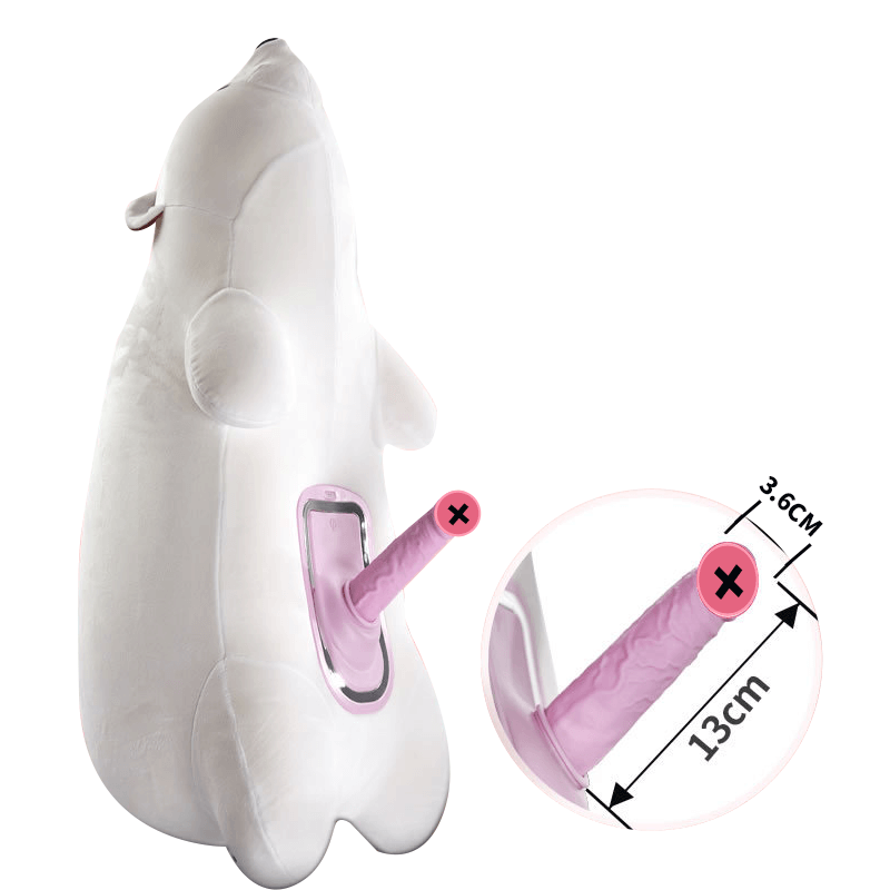 Discreet Polar Bear Sex Pillow Remote Control Thrusting Vibrating Heated Dildo Machine