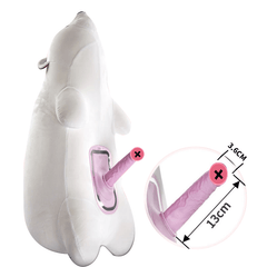 Discreet Polar Bear Sex Pillow Remote Control Thrusting Vibrating Heated Dildo Machine