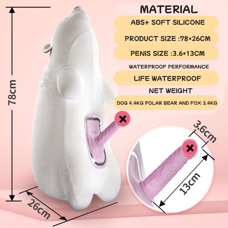 Discreet Polar Bear Sex Pillow Remote Control Thrusting Vibrating Heated Dildo Machine