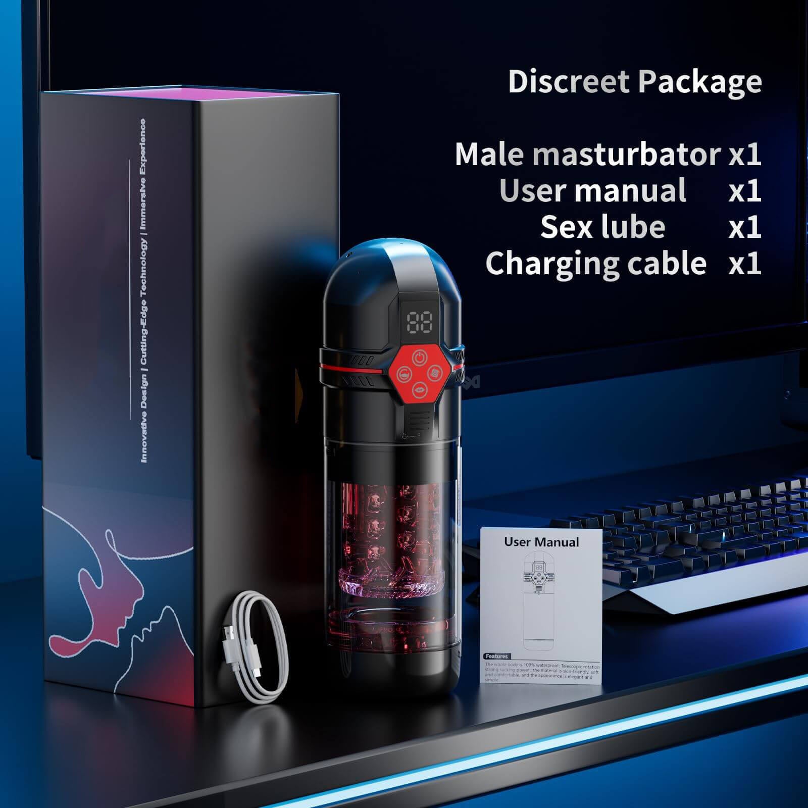 Male Masturbator Penis Pump with Vacuum, Thrusting, Rotating, Vibrating & Sucking Adult Sex Toy For Men