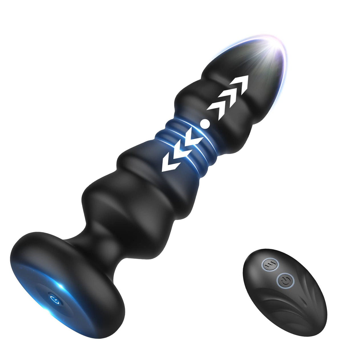 2 In 1 Anal Toys 5 Thrusting 5 Vibrating Remote Control Anal Plug