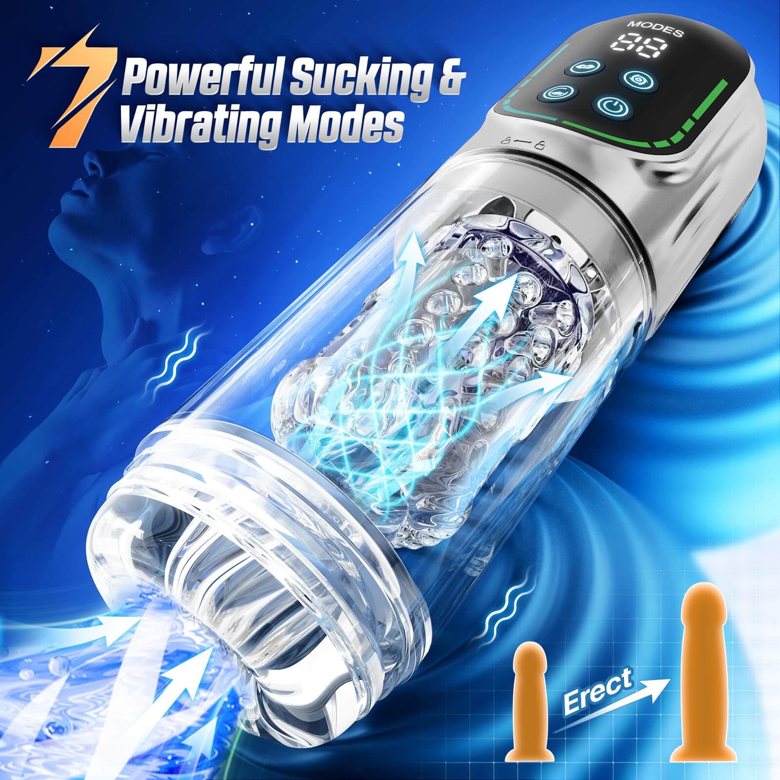 9 In 1 Male Masturbator Penis Pump 7 Thrusting Rotating Sucking Licking Vibrating 3 Vacuum Penis Enlarger