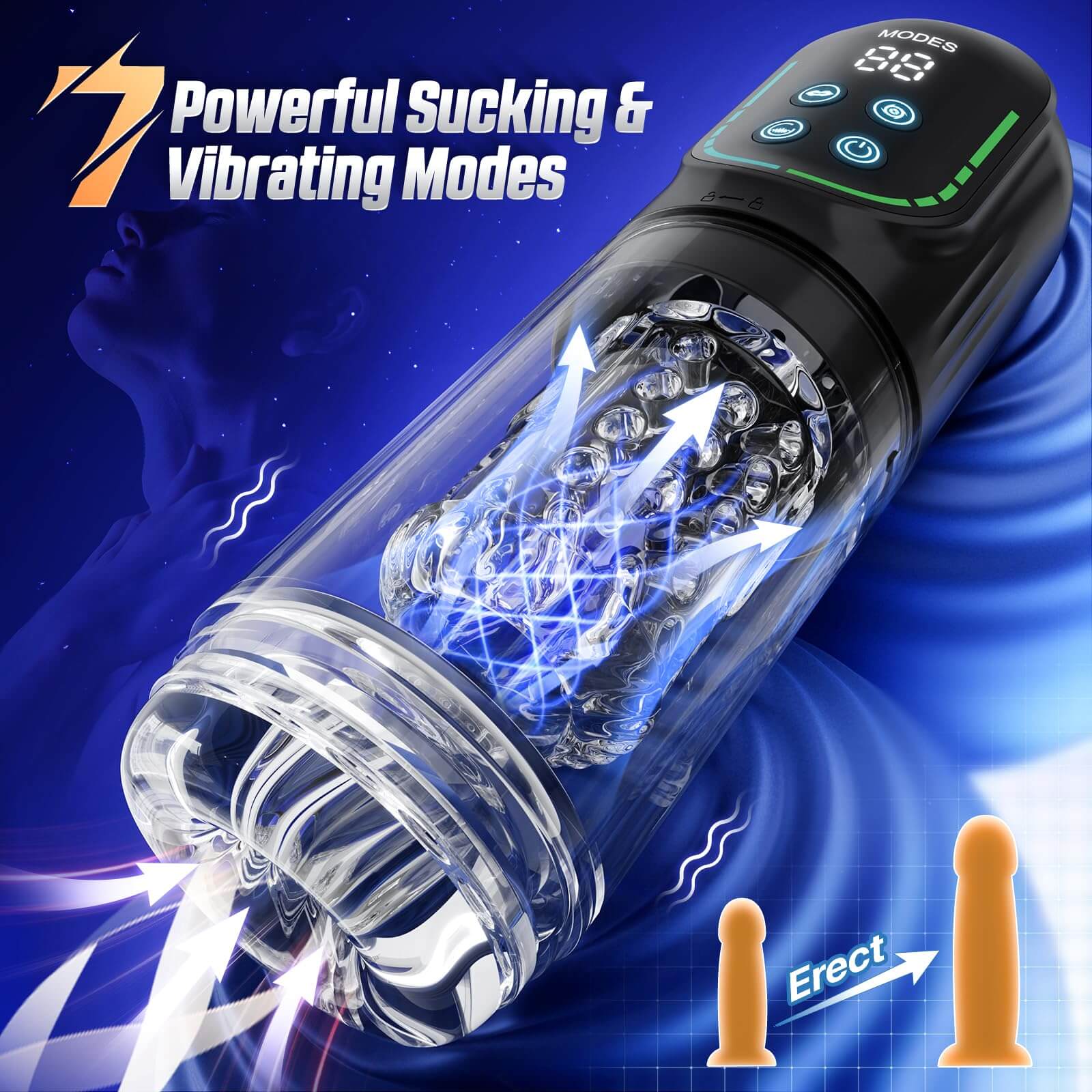 9 In 1 Male Masturbator Penis Pump 7 Thrusting Rotating Sucking Licking Vibrating 3 Vacuum Penis Enlarger