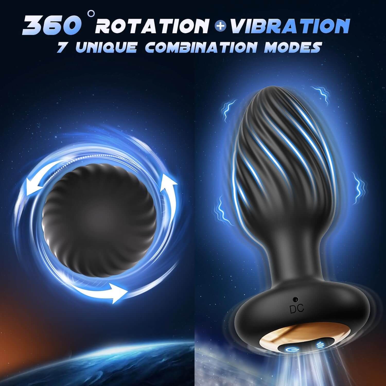 360° Rotation Anal Plug Remote Control Swirl Surround Prostate Massager