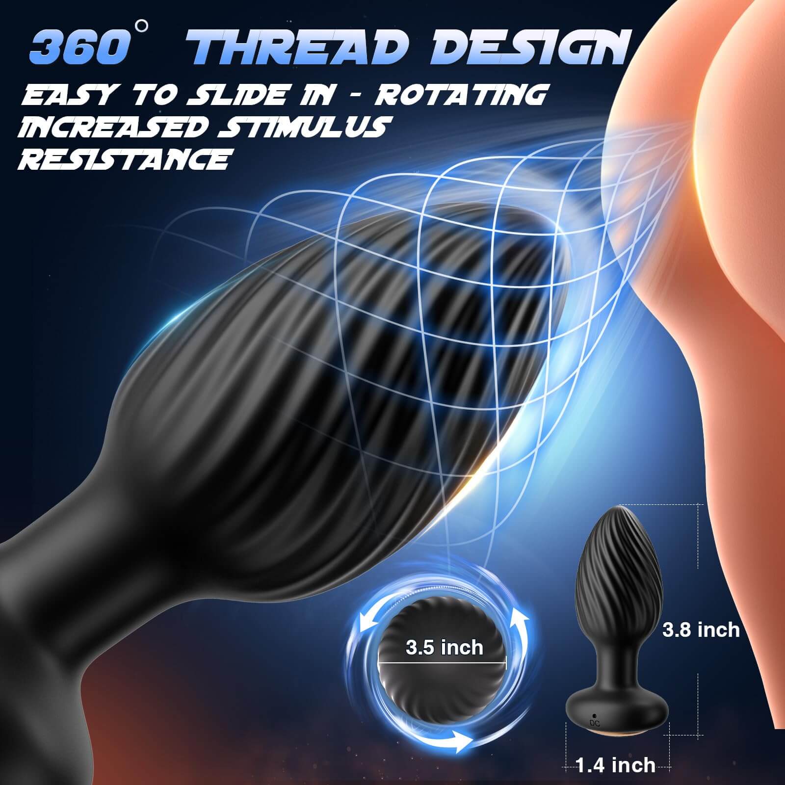 360° Rotation Anal Plug Remote Control Swirl Surround Prostate Massager