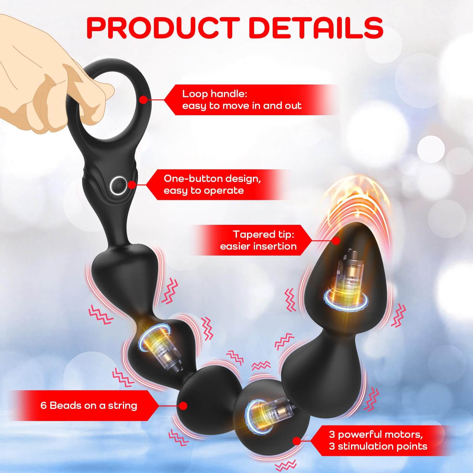 14.4 Inch Ultra-Soft Anal Beads 10 Vibrating Prostate Massager