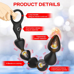 14.4 Inch Ultra-Soft Anal Beads 10 Vibrating Prostate Massager