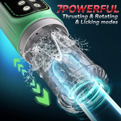 9 In 1 Male Masturbator Penis Pump 7 Thrusting Rotating Sucking Licking Vibrating 3 Vacuum Penis Enlarger