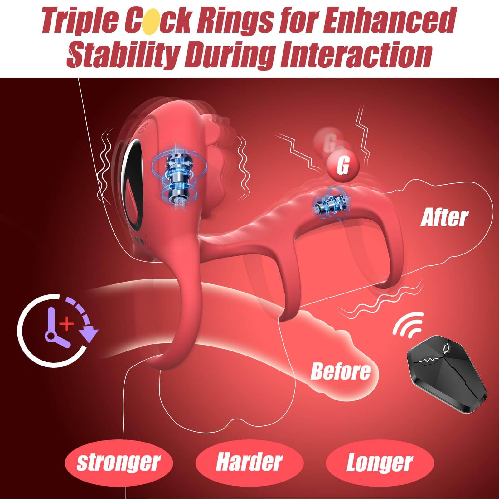 9 Vibrating Cock Ring Remote Control Clitoral G-Spot Penis Ring