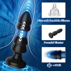 2 In 1 Anal Toys 5 Thrusting 5 Vibrating Remote Control Anal Plug