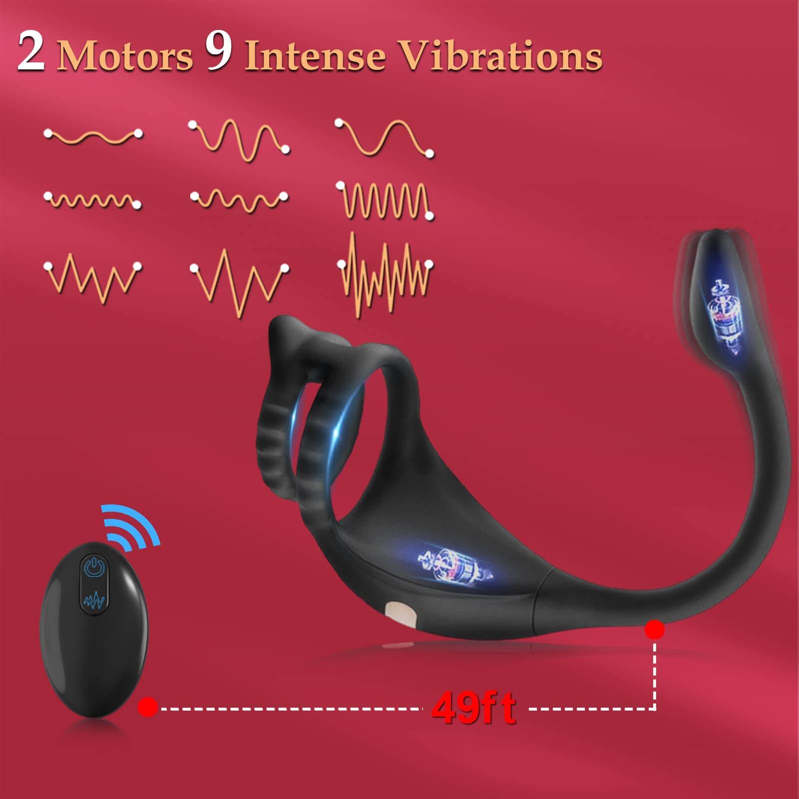 3 In 1 Cock Ring Taint Stimulator 9 Vibrating Anal Plug With Remote Control