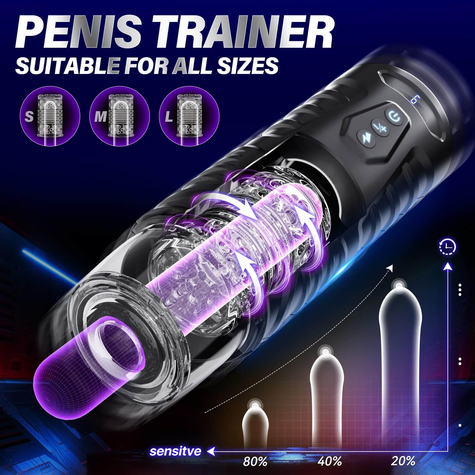 6 In 1 Male Masturbator Penis Pump 7 Thrusting & 7 Rotating Hands Free Penis Enlarger