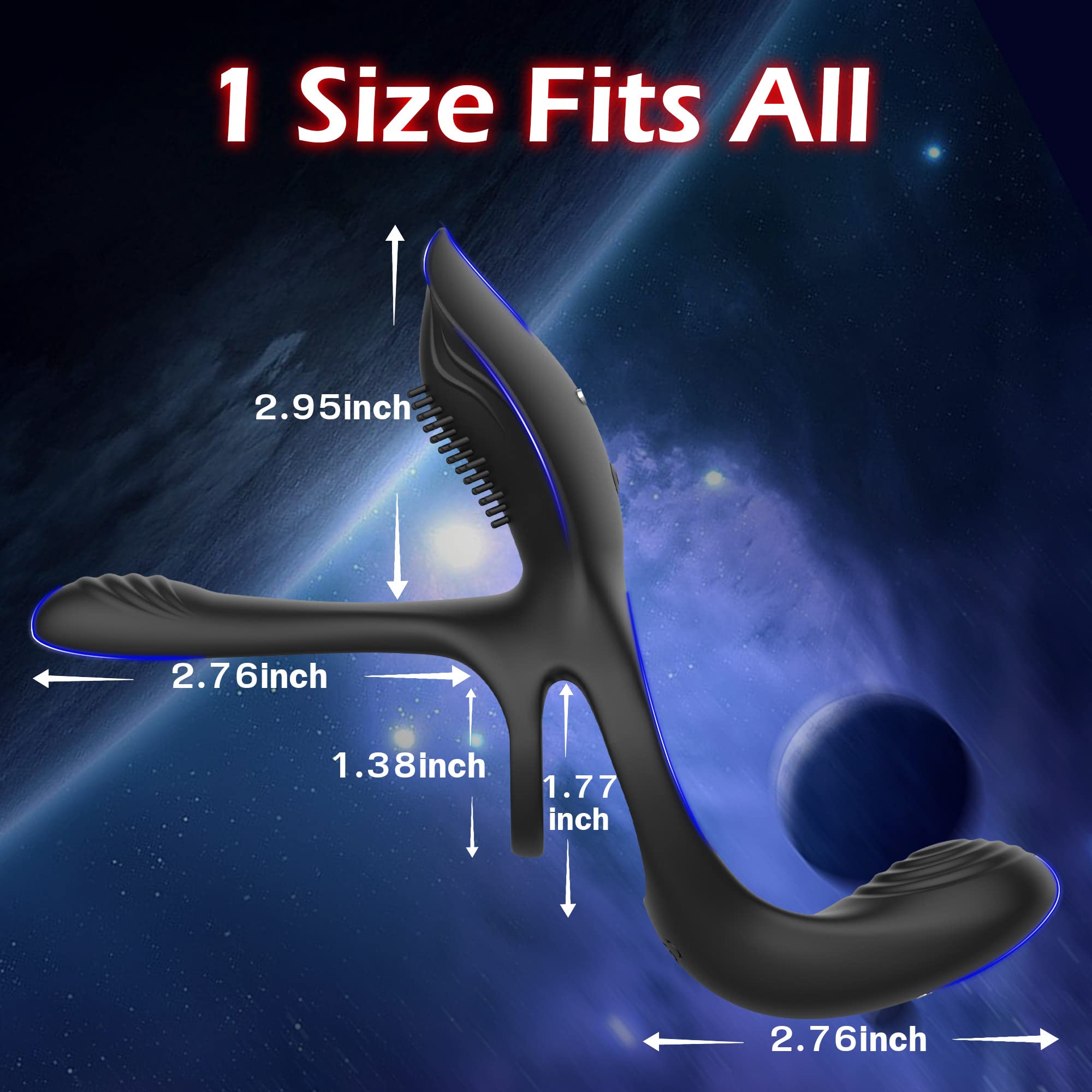 3 in 1 Cock Ring 10 Vibrating Perineum Clitoral G-Spot Penis Ring