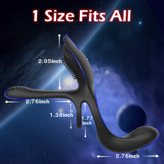 3 in 1 Cock Ring 10 Vibrating Perineum Clitoral G-Spot Penis Ring