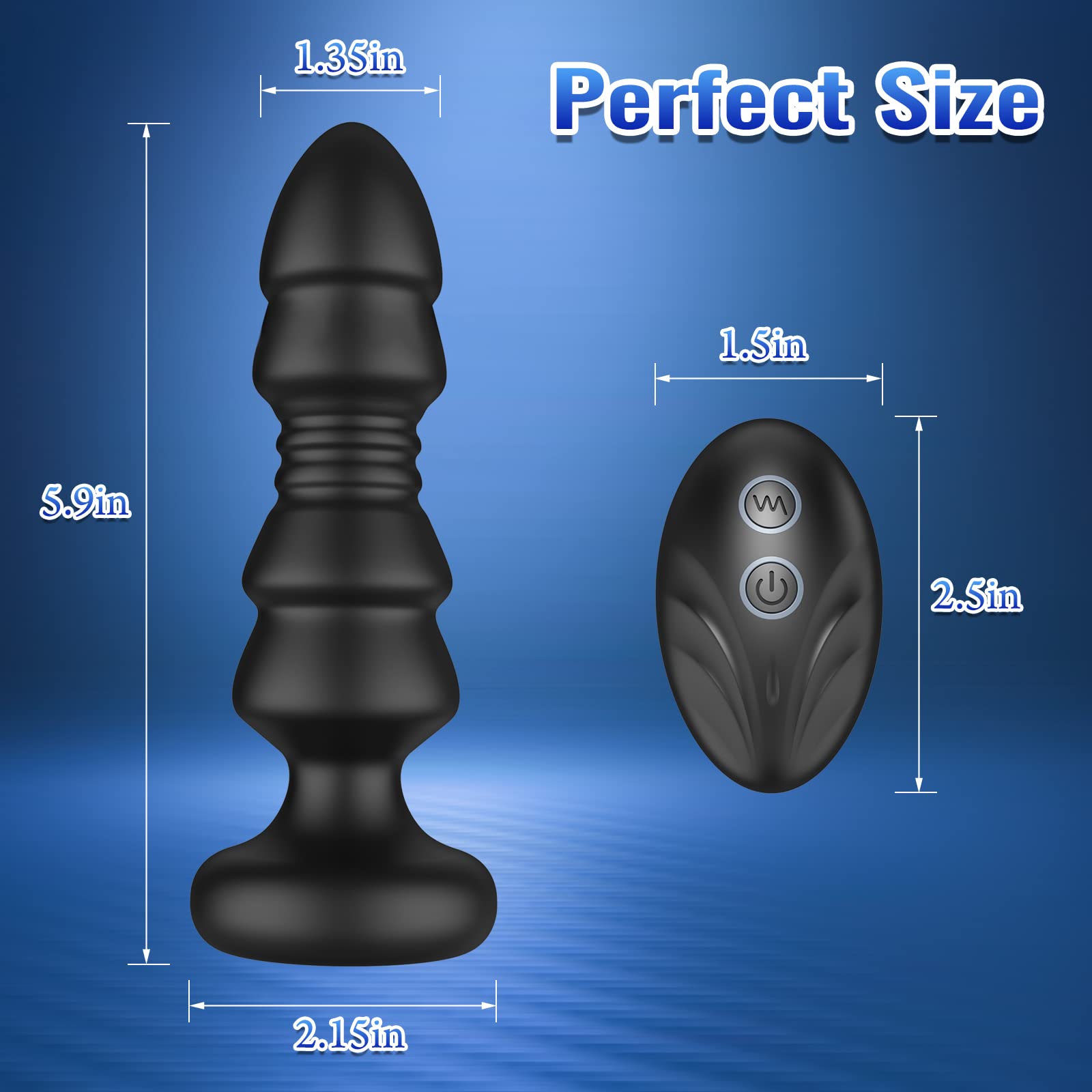 2 In 1 Anal Toys 5 Thrusting 5 Vibrating Remote Control Anal Plug