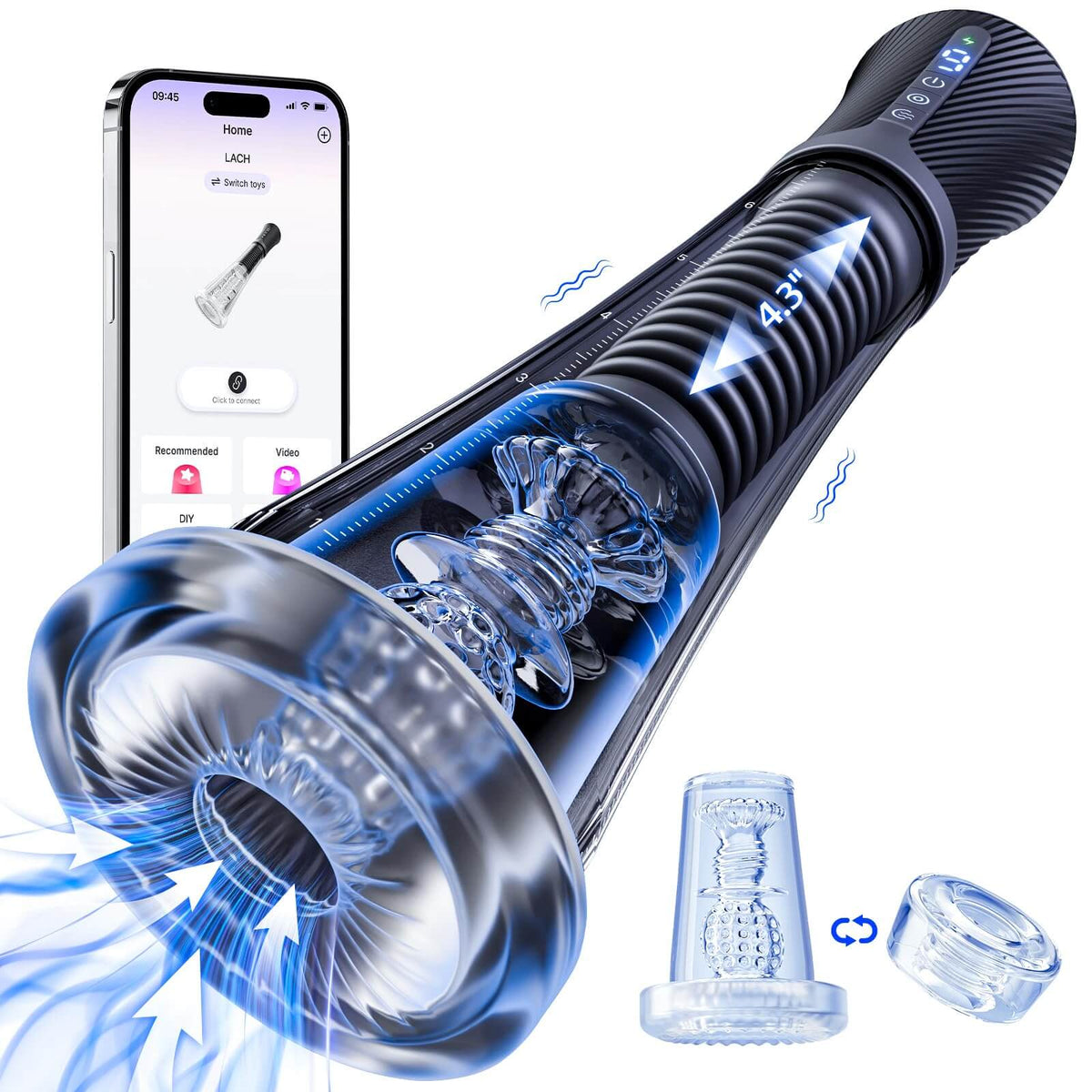 Male Masturbator Penis Pump APP Control Vibrating Spring & Vacuum Suction Penis Enlarger