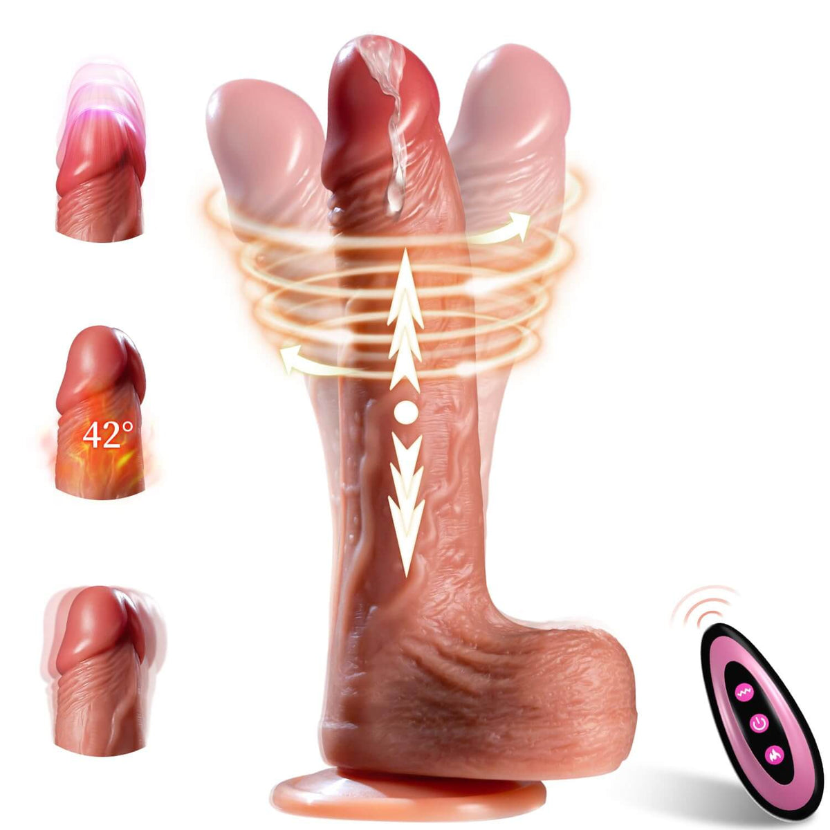 9.05 Inch 6 In 1 Thrusting Vibrating Swing Heating Realistic Dildo With Remote Control