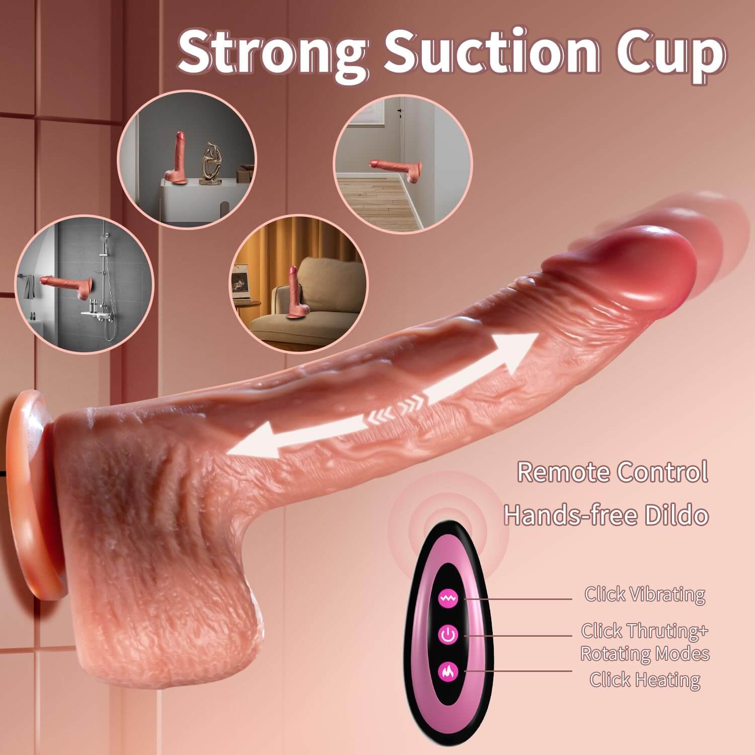 9.05 Inch 6 In 1 Thrusting Vibrating Swing Heating Realistic Dildo With Remote Control