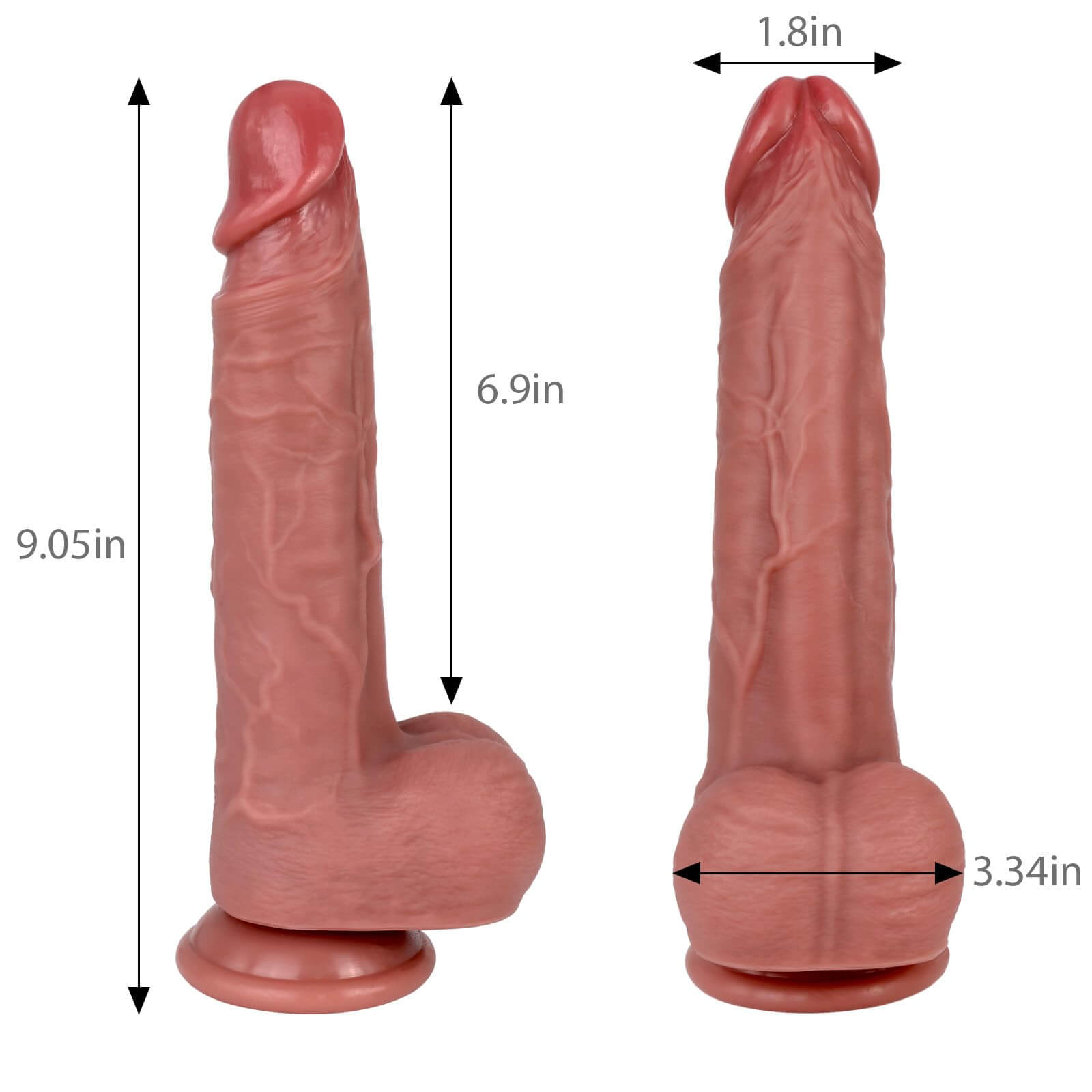 9.05 Inch Safety Material Realistic Dildo Sex Toy For Clitoral Vagina and Anal Stimulation